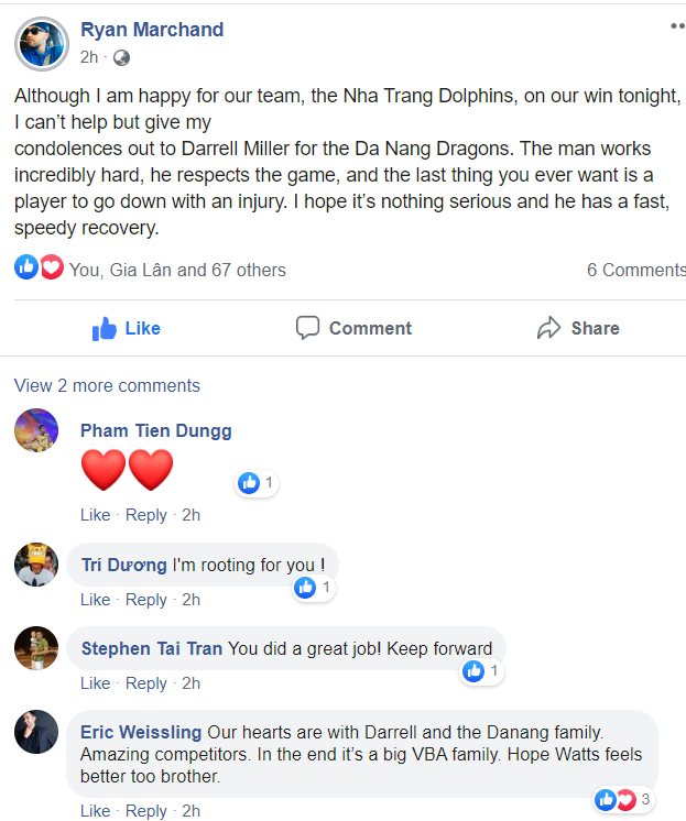 Darrell Miller gặp chấn thương: Nha Trang Dolphins cho thấy tinh thần fair play khiến cả VBA phải nể phục - Ảnh 3.