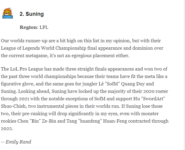 ESPN: &quot;Suning là đội mạnh nhất LPL, nhưng nếu mất SofM và SwordArt thì khác&quot; - Ảnh 1.