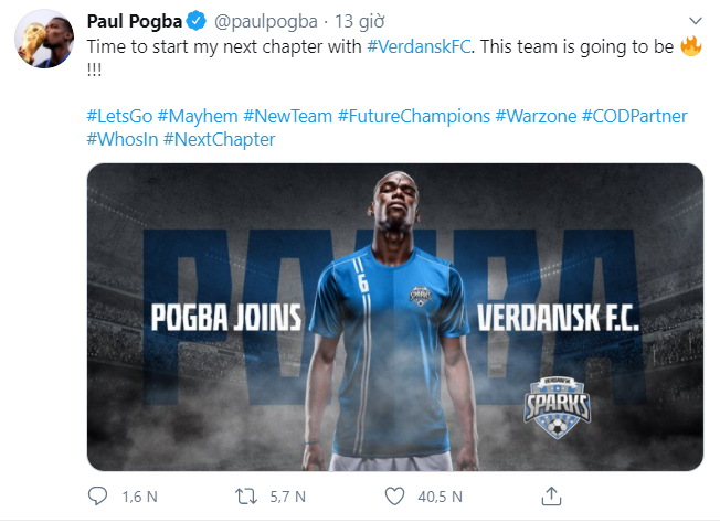 Siêu sao Paul Pogba khiến fan &quot;Quỷ đỏ&quot; ngỡ ngàng với thông gia nhập Verdansk FC, hoá ra là đội tuyển Esports chuyên nghiệp - Ảnh 1.