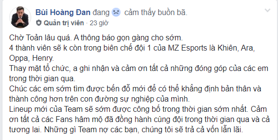 Mocha ZD Esports bất ngờ chia tay 4 thành viên, úp mở khả năng đón siêu sao của Đài Bắc Trung Hoa - Ảnh 1.