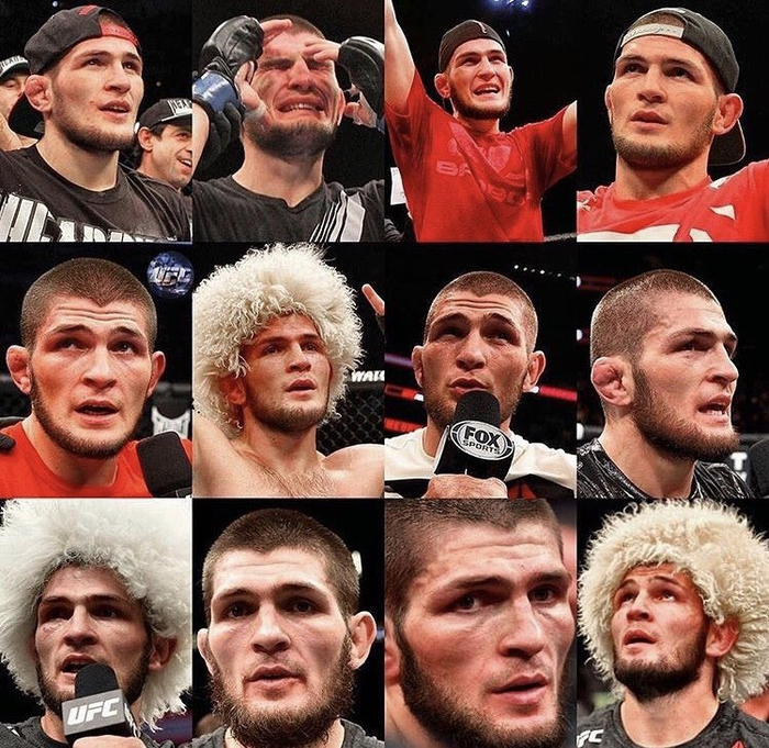 Bức hình tổng hợp diện mạo của Khabib sau 12 trận đấu gần nhất tại UFC gây chú ý: Vẫn như bình thường, không một vết xước - Ảnh 1.