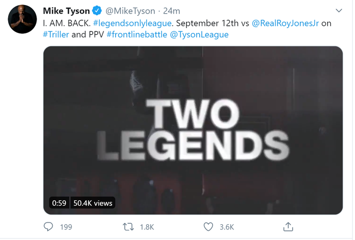 Chính thức: Mike Tyson sẽ chạm trán với Roy Jones Jr vào ngày 12/9 - Ảnh 1.
