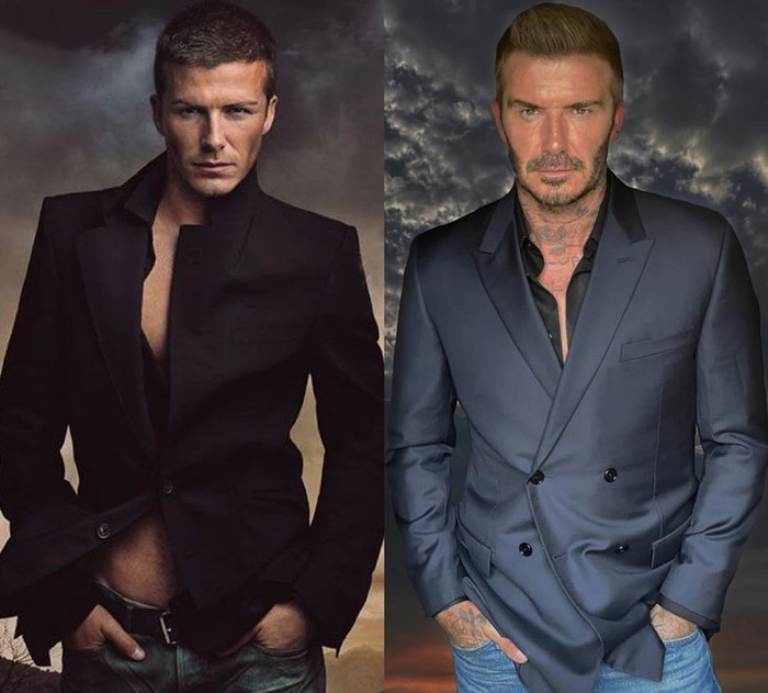 David Beckham đăng bức hình so sánh diện mạo sau 15 năm, đỉnh cao là thế nhưng ai ngờ lại bị bà xã Victoria &quot;cà khịa&quot; cực mạnh - Ảnh 1.