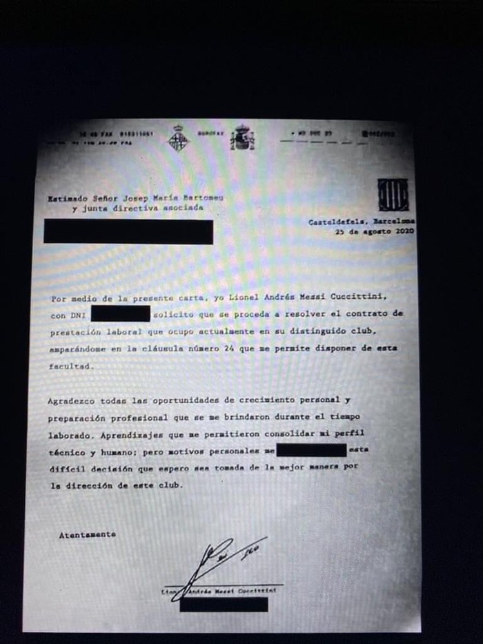 Chi tiết nội dung bản fax Messi gửi lên Barca để xin ra đi - Ảnh 1.