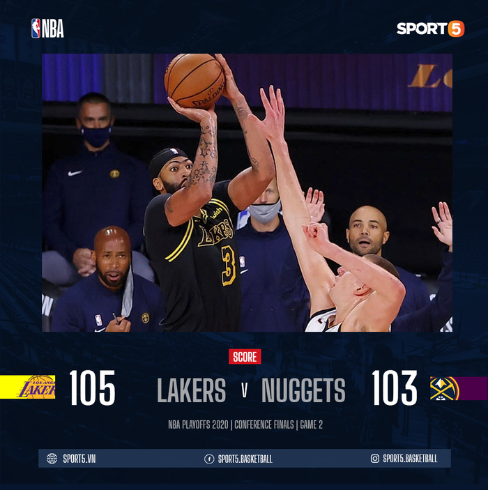 Tung cú buzzer beater đẳng cấp, Anthony Davis giữ lại chiến thắng cho Los Angeles Lakers trước cuộc lội ngược dòng của Denver Nuggets - Ảnh 2.