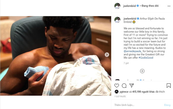 Joel Embiid đặt tên con trai mới sinh theo người em trai xấu số - Ảnh 1.
