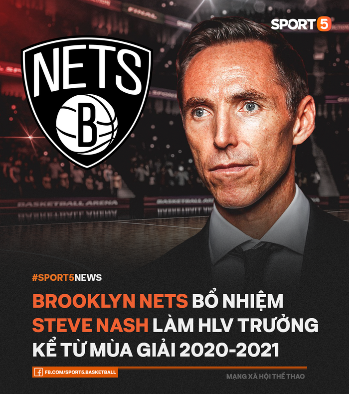 CHÍNH THỨC: Huyền thoại bóng rổ Steve Nash trở thành tân HLV trưởng của Brooklyn Nets - Ảnh 1.