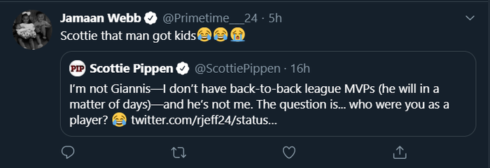 Huyền thoại Scottie Pippen hài hước đáp trả khi bị cựu cầu thủ NBA lôi ra làm ví dụ cho Giannis Antetokounmpo - Ảnh 7.