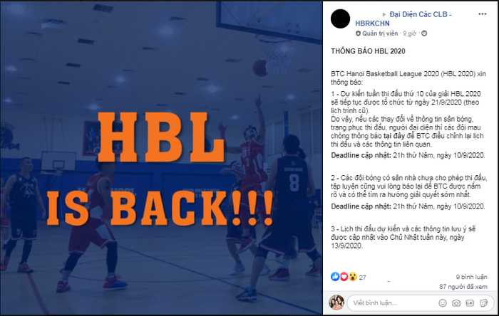 Giải bóng rổ HBL 2020 hẹn ngày trở lại trong tháng 9 - Ảnh 1.