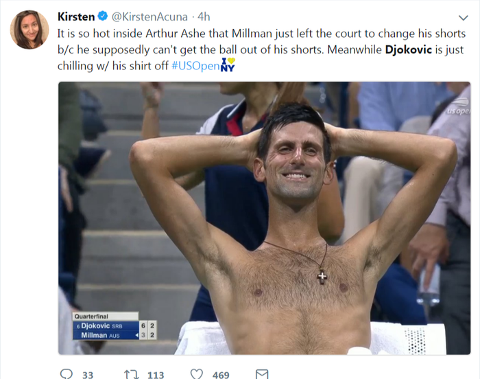 Bức ảnh Djokovic cởi trần, hớn hở chờ đối thủ thay quần gây tranh cãi - Ảnh 8.