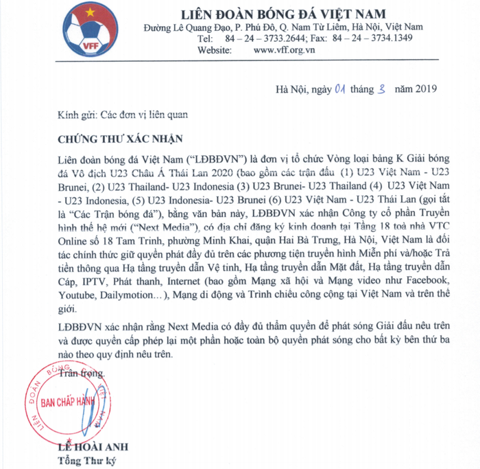 Người hâm mộ có cơ hội xem U23 Việt Nam qua công nghệ 4k siêu nét ở Vòng loại U23 Châu Á 2020 - Ảnh 1.