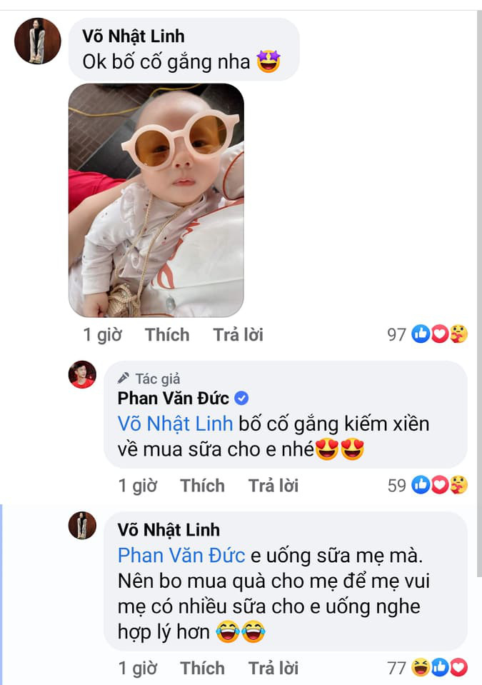 Phan Văn Đức hứa cố gắng kiếm tiền để mua sữa cho con, Nhật Linh liền đáp hài hước: Em bé uống sữa mẹ mà, bố mua quà cho mẹ hợp lý hơn - Ảnh 2.