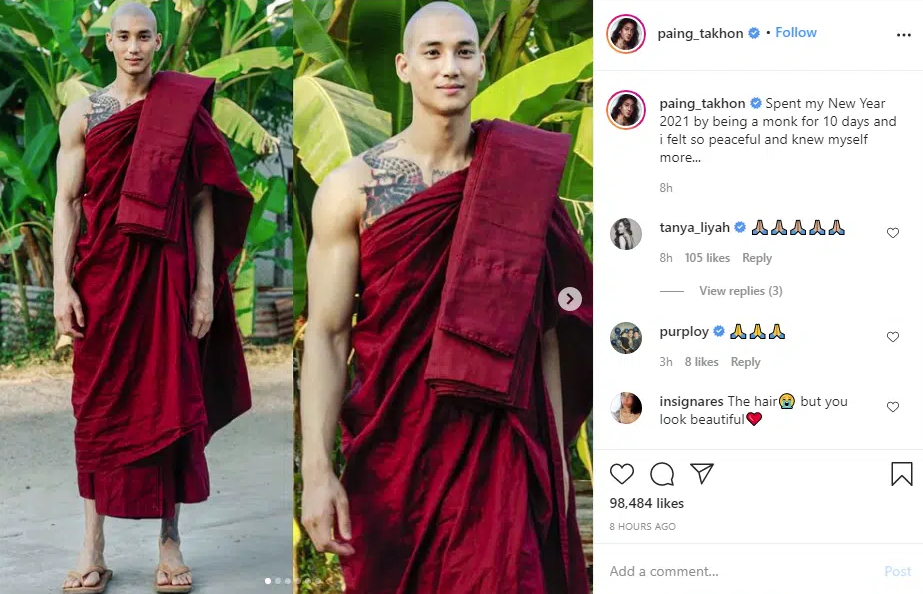 Chàng người mẫu Myanmar &quot;gây bão&quot; mạng xã hội với loạt ảnh nhà sư đẹp trai thần thái ngút trời, thu hút hơn 100.000 like trong chưa đầy 24 tiếng - Ảnh 2.