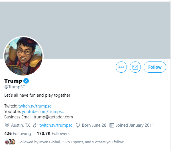 Twitter của tuyển thủ Esports bỗng nhận lượng follow khủng vì fan cứ ngỡ là nick mới của Tổng thống Donald Trump - Ảnh 1.