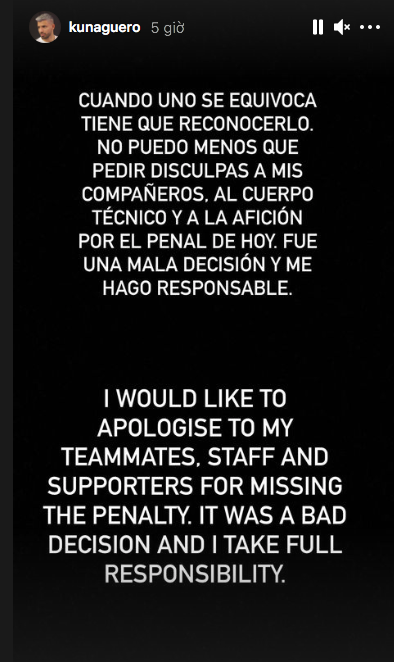 Aguero xin lỗi vì quả penalty thảm họa - Ảnh 2.