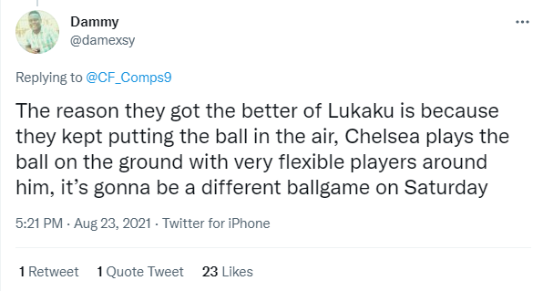 &quot;Lý do họ thắng Lukaku là vì bóng bổng. Giờ Chelsea chơi bóng sệt với các cầu thủ linh hoạt hơn nhiều. Thứ Bảy này mọi chuyện sẽ khác&quot;