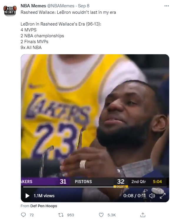Chê bai LeBron James, Rasheed Wallace bị Netizen 