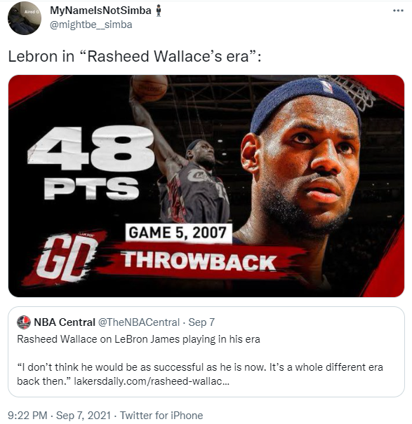 Chê bai LeBron James, Rasheed Wallace bị Netizen 