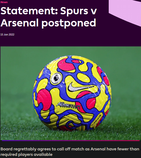 CHÍNH THỨC: Hoãn trận Tottenham - Arsenal tại vòng 22 Ngoại Hạng Anh - Ảnh 1.