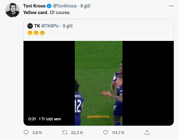 Trọng tài &quot;nhìn gà hoá cuốc&quot;, Toni Kroos giải thích khản cổ vẫn nhận thẻ vàng oan ức - Ảnh 3.