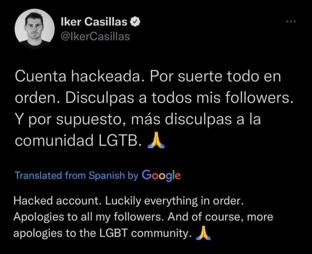 Casillas thông báo bị hack tài khoản MXH sau khi gây bão mạng vì chuyện giới tính - Ảnh 2.