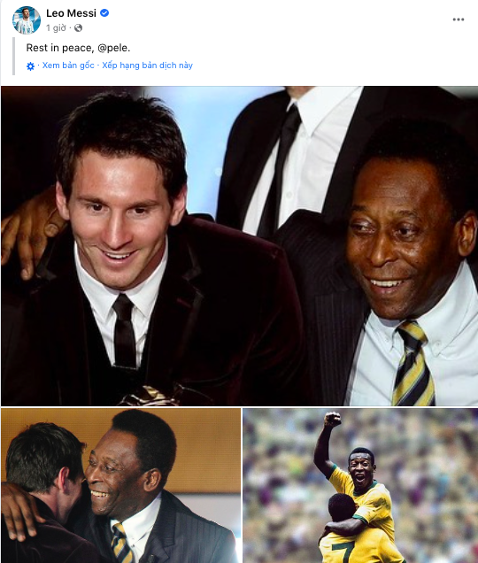 Vua bóng đá Pele qua đời: Messi, Ronaldo và các ngôi sao bày tỏ niềm tiếc  thương vô hạn