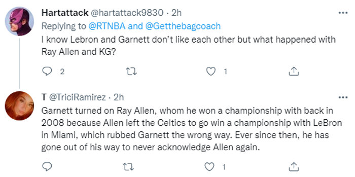 Biểu cảm cam chịu của Kevin Garnett khi Ray Allen đến với &quot;vòng tay&quot; của LeBron James tại Lễ kỷ niệm 75 năm NBA - Ảnh 5.