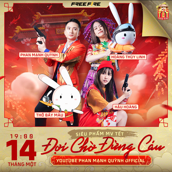 Free Fire hợp tác với Hoàng Thùy Linh, Phan Mạnh Quỳnh cùng Hậu Hoàng và Thỏ Bảy Màu mang Tết Việt vào game - Ảnh 2.