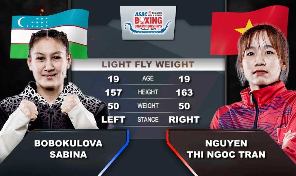 Nữ võ sĩ Nguyễn Thị Ngọc Trân để thua đáng tiếc trong trận chung kết boxing U22 châu Á - Ảnh 1.