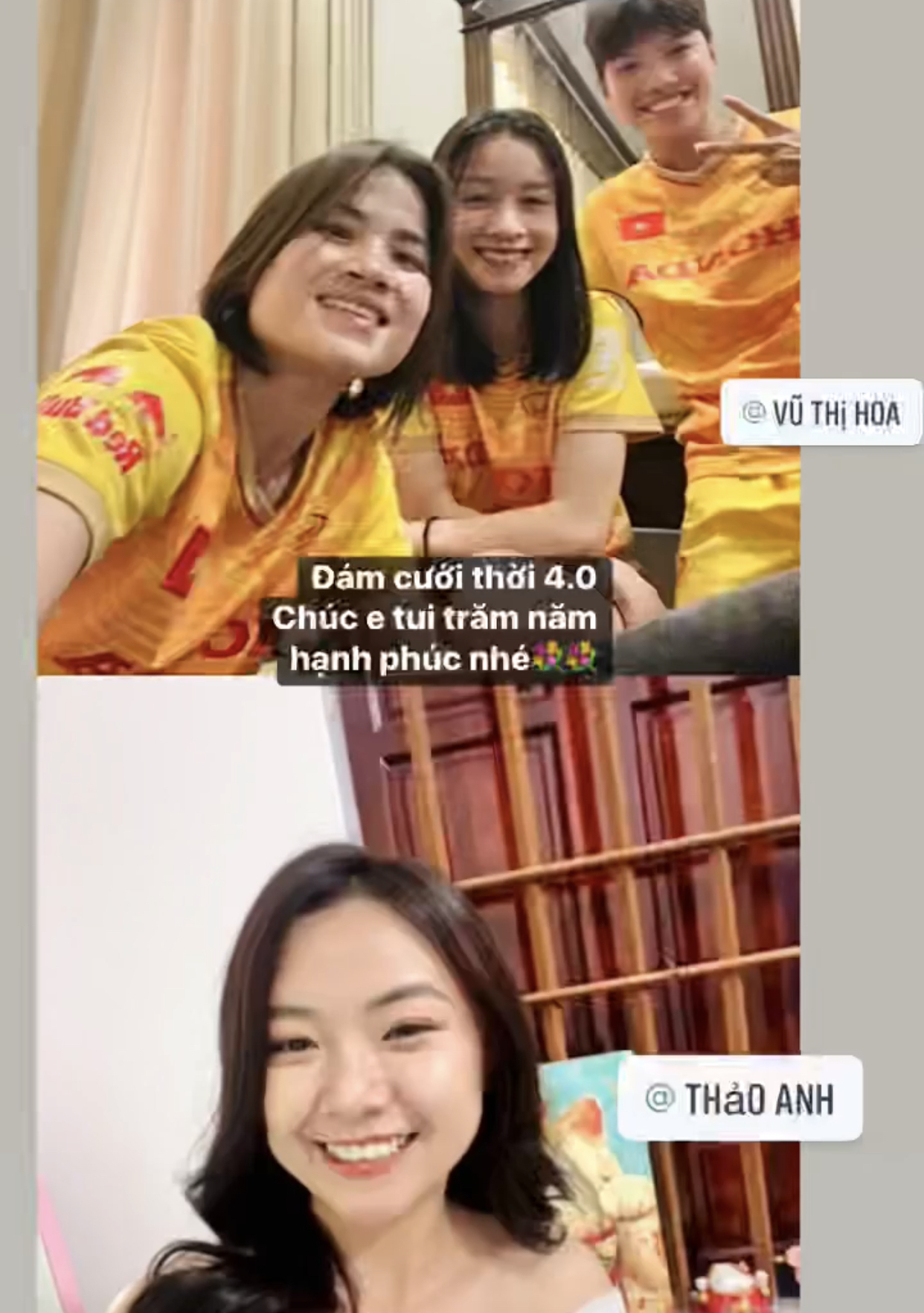 Cầu thủ đội tuyển nữ Việt Nam lên xe hoa, đồng đội phải chúc mừng online vì đang tập luyện chuẩn bị thi đấu - Ảnh 2.