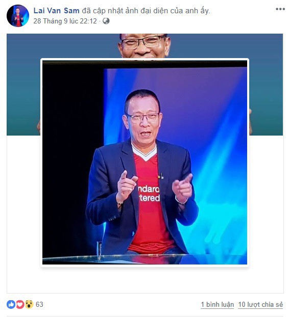 Ảnh nhà báo Lại Văn Sâm mặc áo Liverpool trên Facebook chính thức nhận lượt like thấp thê thảm - Ảnh 1.