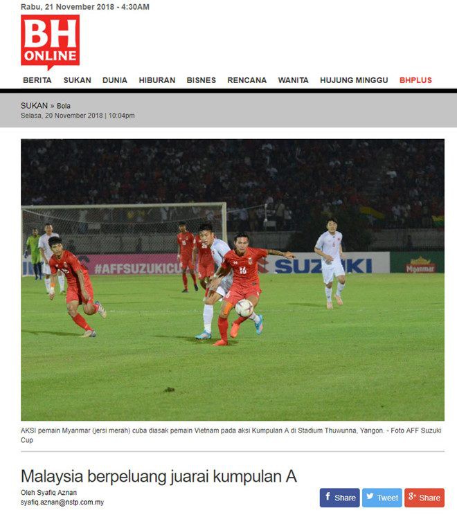 Báo chí Malaysia hả hê khi Việt Nam bất phân thắng bại trước Myanmar - Ảnh 2.