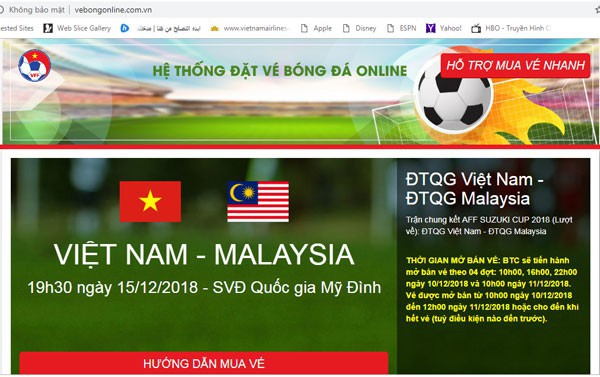 Xuất hiện trang web bán vé bóng đá giả mạo LĐBĐ Việt Nam - Ảnh 1.