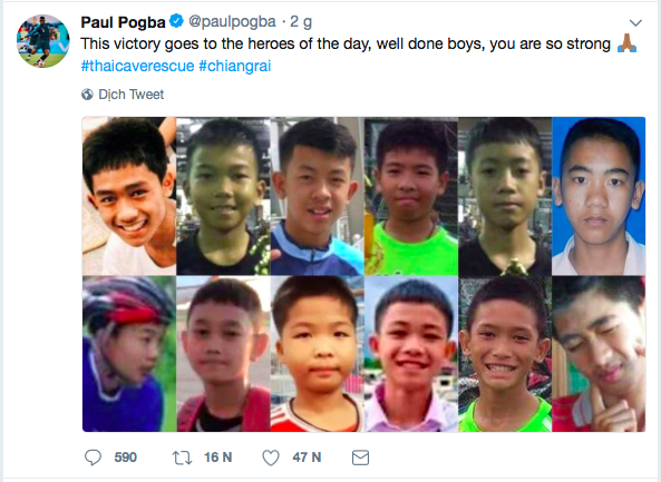 Pogba gửi tặng chiến thắng bán kết World Cup cho đội bóng nhí Thái Lan - Ảnh 1.