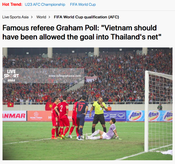 Cựu trọng tài Anh nói Việt Nam mất oan bàn thắng - Ảnh 1.