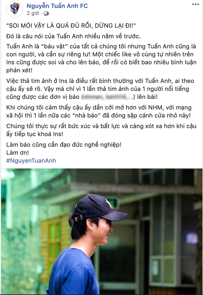 Khi khắp mạng xã hội đang đứng về Văn Mai Hương thì fan bóng đá cũng lên tiếng bảo vệ Tuấn Anh khỏi sự soi mói của dân mạng - Ảnh 1.