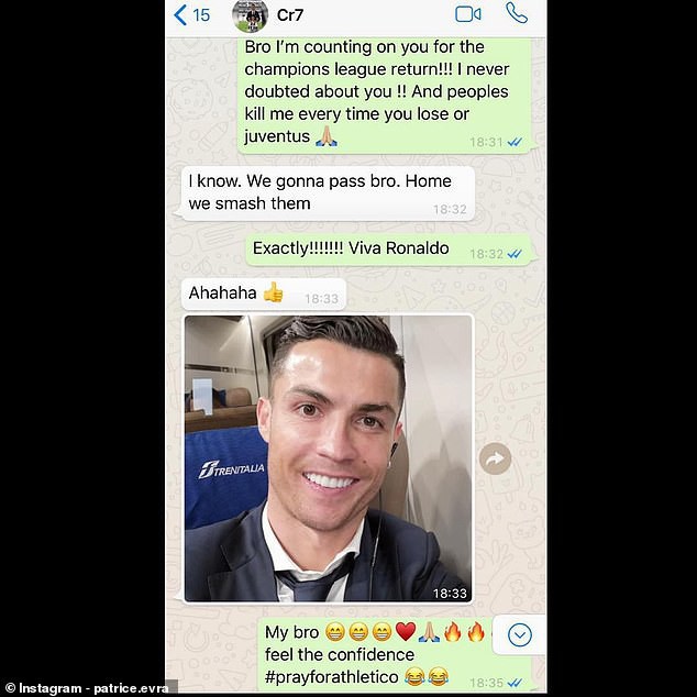 Cựu sao MU đăng tải đoạn tin nhắn đầy ngạo nghễ của Ronaldo trước thềm trận cầu sinh tử với Atletico Madrid - Ảnh 1.