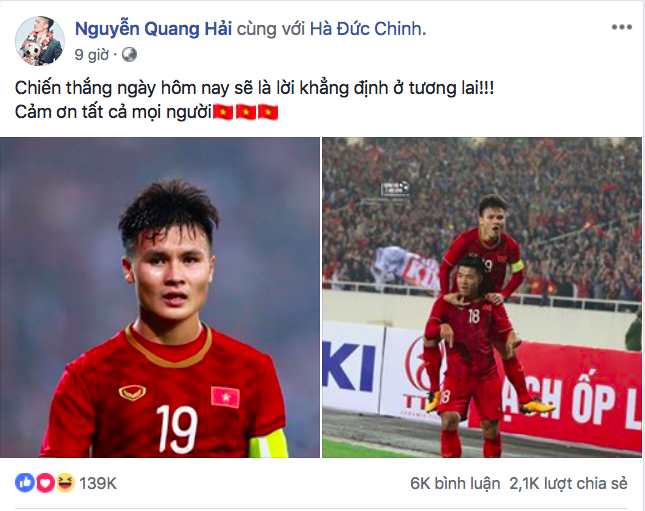 Dàn sao bóng đá Việt lên mạng chung vui sau chiến thắng vô tiền khoáng hậu - Ảnh 1.