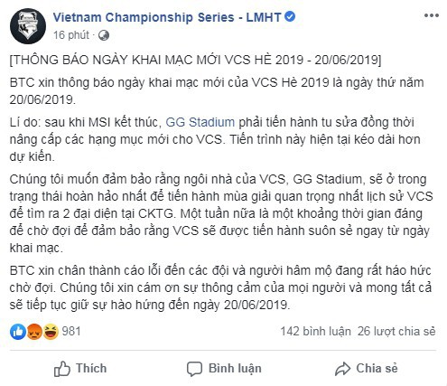 Người hâm mộ sẽ phải đợi thêm một tuần để thưởng thức những trận đấu hấp dẫn tại VCS mùa hè 2019 - Ảnh 1.