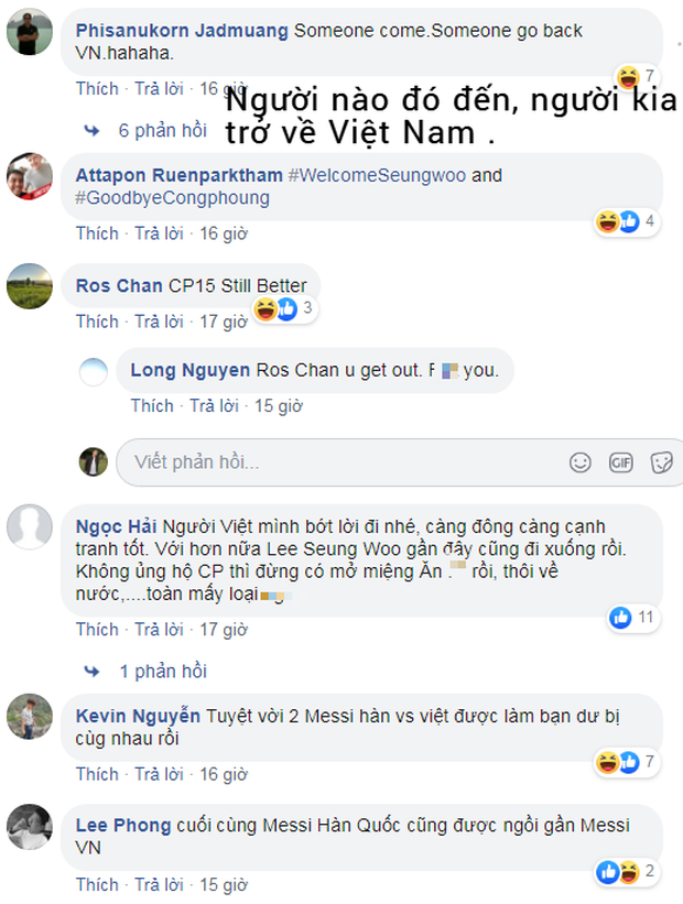 Fan Thái Lan tìm đến fanpage STVV để mỉa mai Công Phượng: Messi Hàn Quốc đến rồi, Messi Việt Nam về nước thôi - Ảnh 1.
