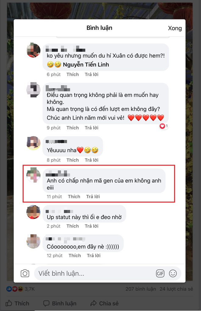 Tiền đạo U23 Việt Nam thả thính tìm người du xuân, fangirl ngỏ lời anh có chấp nhận mã gen của em không?” - Ảnh 2.