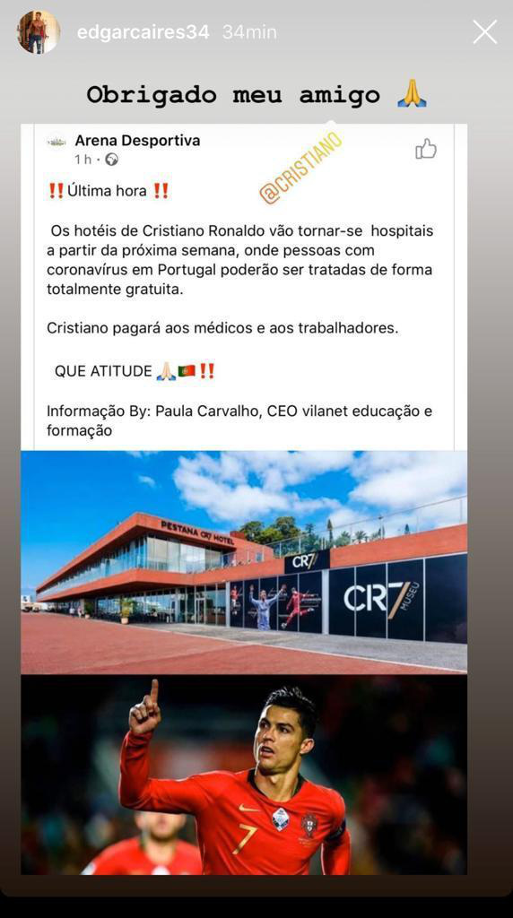 Thực hư thông tin Ronaldo biến khách sạn tiền tỷ của mình thành bệnh viện dã chiến để phục vụ công tác phòng chống Covid-19 - Ảnh 1.