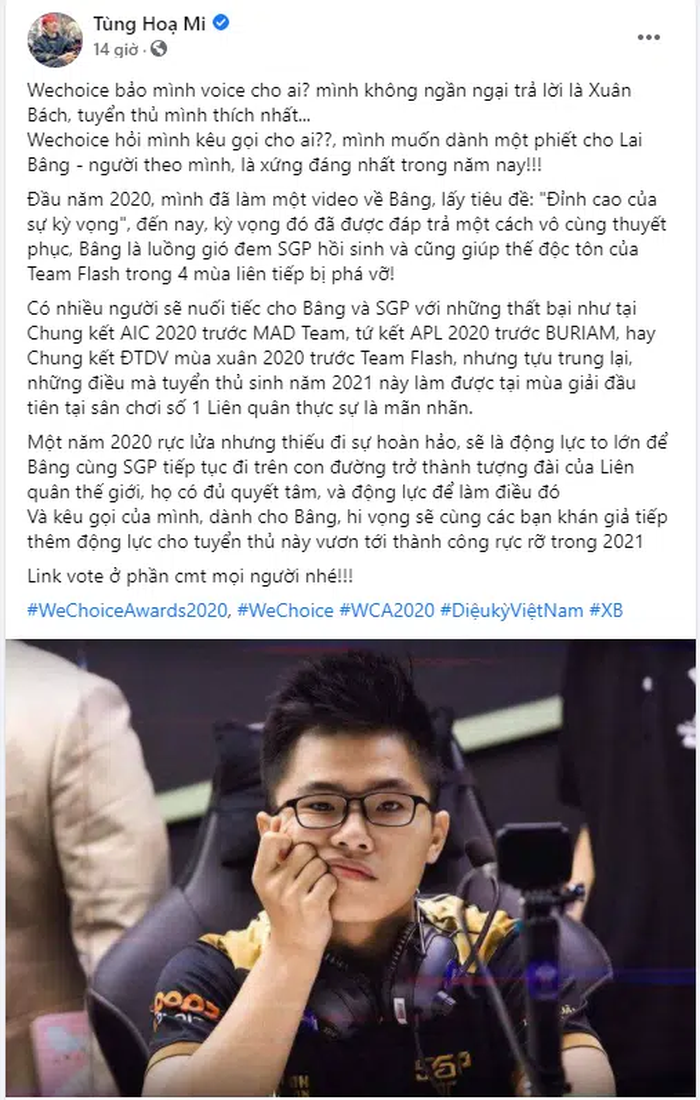 BLV Thanh Tùng khẳng định Lai Bâng là người xứng đáng nhất để nhận giải Wechoice Awards 2020 - Ảnh 1.