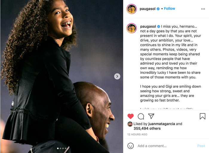 Pau Gasol và lời nhắn gửi xúc động nhân kỉ niệm ngày mất của Kobe Bryant - Ảnh 2.