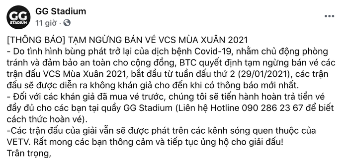 VCS mùa Xuân 2021 chính thức thi đấu không khán giả vì Covid-19 - Ảnh 1.