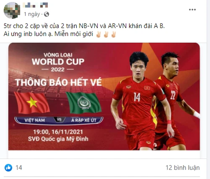 Vé xem đội tuyển Việt Nam được thổi giá nhộn nhịp trên &quot;chợ đen&quot;  - Ảnh 3.