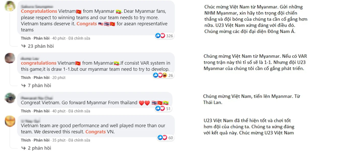 Người hâm mộ U23 Myanmar chúc mừng U23 Việt Nam lọt vào vòng chung kết U23 châu Á 2022 - Ảnh 1.