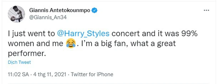 Giannis Antetokounmpo tự tin là fan cứng của Harry Styles và loạt phản ứng gây cười của NHM - Ảnh 1.