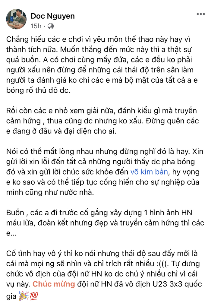 Loạt sao VBA lên tiếng về pha phản tinh thần thể thao của tuyển thủ Hà Nội: &quot;Buồn cho nỗ lực xây dựng hình ảnh bóng rổ Thủ đô của đàn anh đi trước&quot; - Ảnh 4.