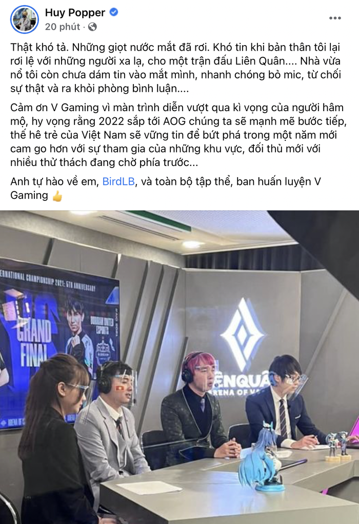 Dàn BLV Liên Quân Việt Nam cùng các tuyển thủ gửi lời động viên V Gaming khi lỡ hẹn với chức vô địch AIC 2021 - Ảnh 2.